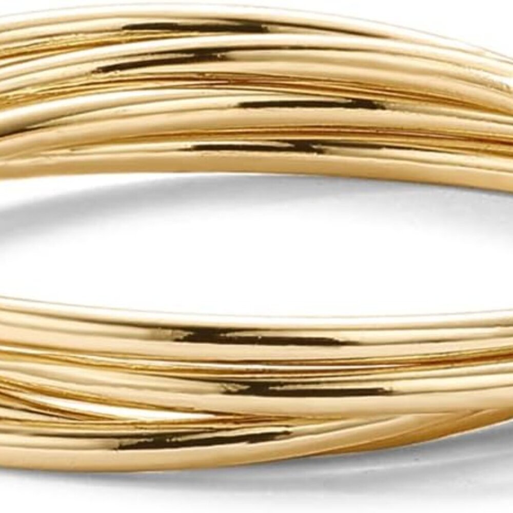 Interlocked Rolling Fidget Ring 14K Gold Plated Anxiety Stacking Jewelry - Picture 3 of 6